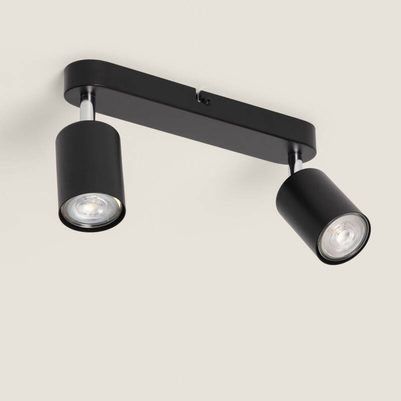 Image de Plafonnier Orientable Métal 2 Spot Albus Nero