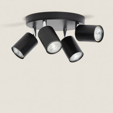 Immagine di Lampada da soffitto orientabile circolare in metallo con 4 faretti Albus Loft