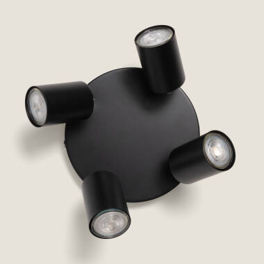 Immagine di Lampada da soffitto orientabile circolare in metallo con 4 faretti Albus Loft