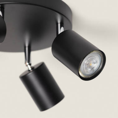 Immagine di Lampada da soffitto orientabile circolare in metallo con 4 faretti Albus Loft