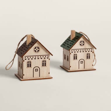 Kersthuisjes hangend decoratief van hout Hedra