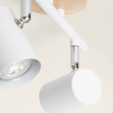 Immagine di Lampada da Soffitto Orientabile Legno e Metallo con 2 Faretti Albus
