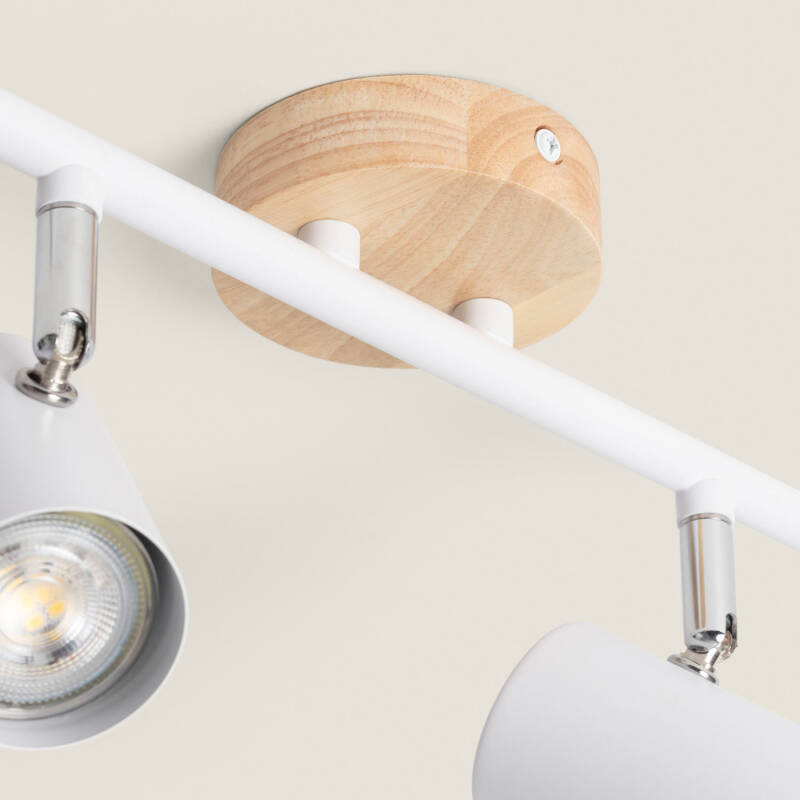 Immagine di Lampada da Soffitto Orientabile Legno e Metallo con 2 Faretti Albus