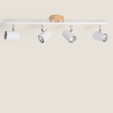 Image de Plafonnier Orientable Bois et Métal 4 Spots Albus