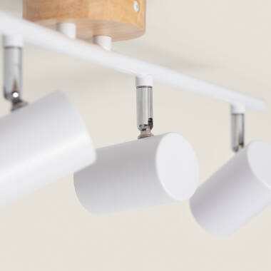 Image de Plafonnier Orientable Bois et Métal 4 Spots Albus