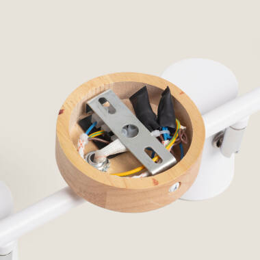 Image de Plafonnier Orientable Bois et Métal 4 Spots Albus