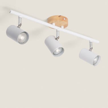Albus 3 Spot Metal & Wood Adjustable Ceiling Light