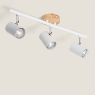 Plafondlamp Verstelbaar van Hout en Metaal met 3 spots  Albus