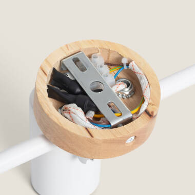 Immagine di Lampada da Soffitto Orientabile in Legno e Metallo con 3 Faretti Albus