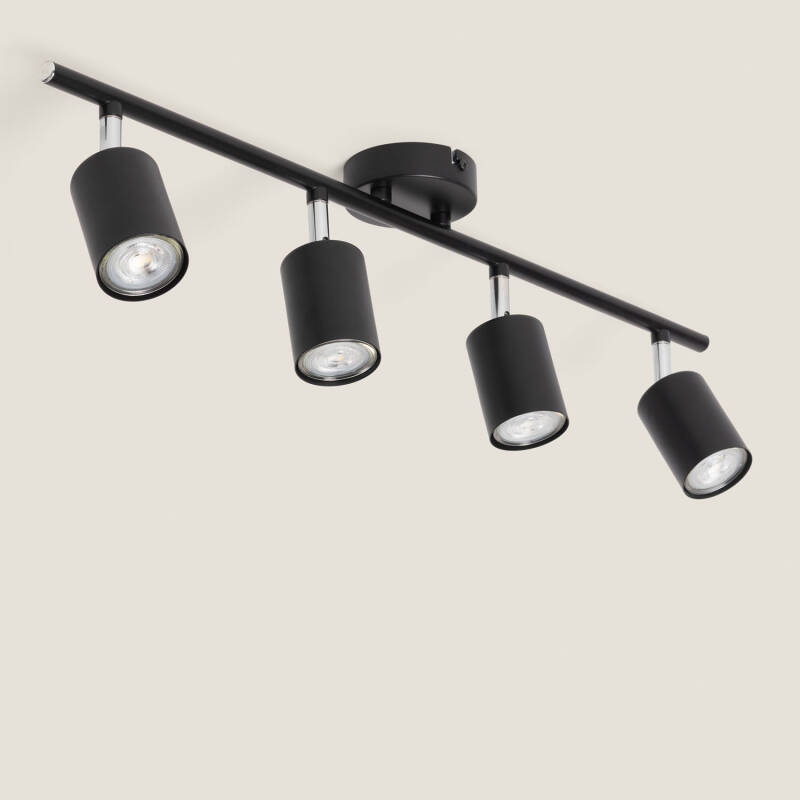 Immagine di Lampada da Soffitto Orientabile in Metallo con 4 Faretti Albus Loft