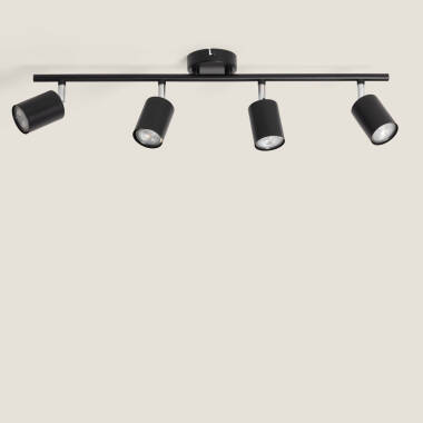 Immagine di Lampada da Soffitto Orientabile in Metallo con 4 Faretti Albus Loft
