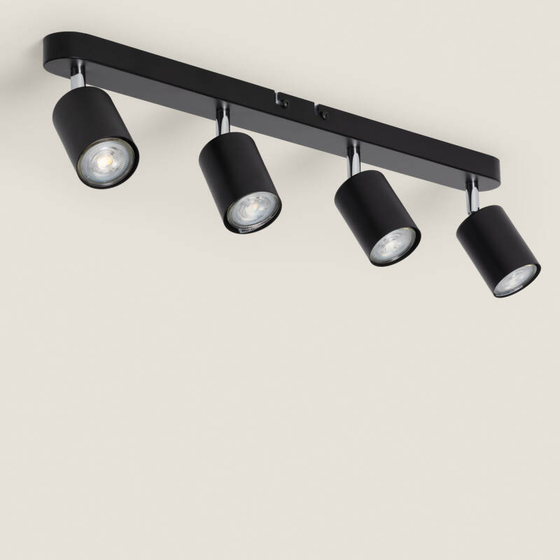 Image de Plafonnier Orientable Métal 4 Spot Albus Nero