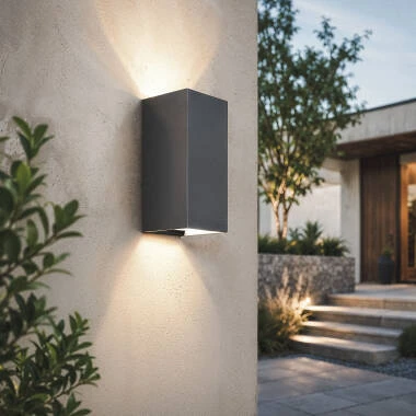 10W Oscilum Outdoor Aluminium Selectable CCT Double Sided Square LED Wall Lamp