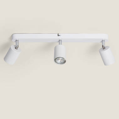 Immagine di Lampada da Soffitto Orientabile in Metallo a 3 Faretti Albus Nero