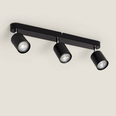 Lampada da Soffitto Orientabile in Metallo a 3 Faretti Albus Nero