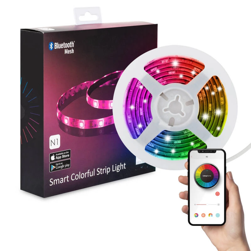 Image de Ruban LED RGB Contrôle par Smartphone Bluetooth 30 LED/m 2m KIT avec Source d'Alimentation