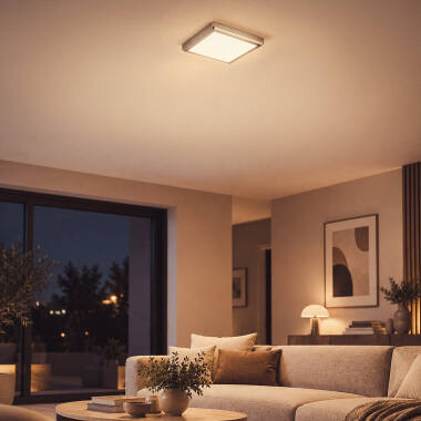 Bild von LED Deckenleuchte 24W Eckig Metall 300x300 mm Design Silber