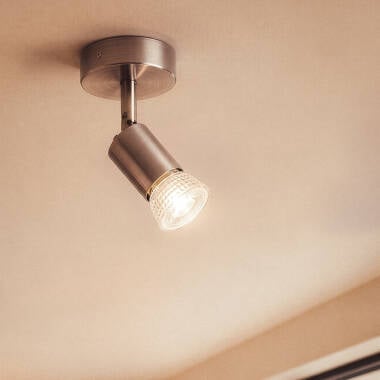 Image of Oasis Adjustable Aluminium 1 Spotlight Ceiling Lamp in Silver