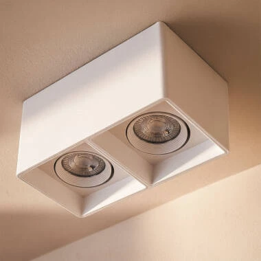 Plafondlamp Vierkant Dubbel Wit Space met GU10 lamp