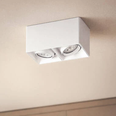 LED-Deckenleuchte Quadratisch Doppelt Weiss mit GU10 Glühbirne Space
