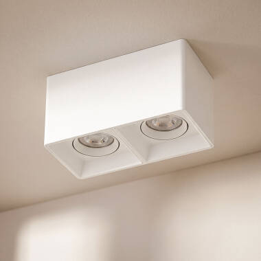 Plafondlamp Vierkant Dubbel Wit Space met GU10 lamp