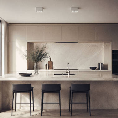 Afbeelding van Plafondlamp Vierkant Dubbel Wit Space met GU10 lamp