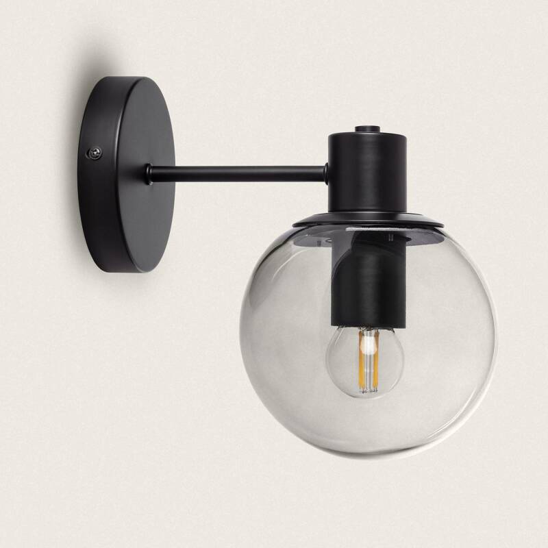 Immagine di Lampada da Parete Esterno Metallo e Vetro Yanbu