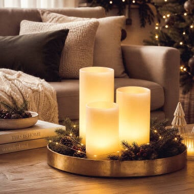 Bild von 3-Pack Kerzen LED Naturwachs mit Fernbedienung