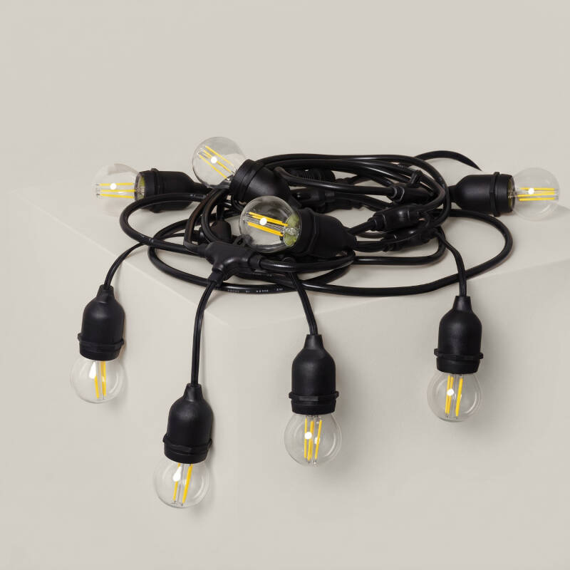 Bild von Set Girlande Waterproof 5.5 M Schwarz + 8 LED Lampen E27 Filament 4 W