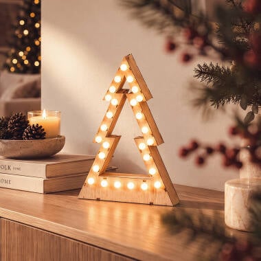 LED-Weihnachtsbaum Holz mit Batterie Gaspar