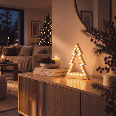Bild von LED-Weihnachtsbaum Holz mit Batterie Gaspar 