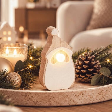 Kerstman LED Hout op batterij