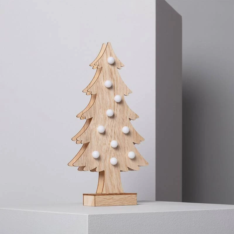 Afbeelding van LED-kerstboom van hout met batterij 