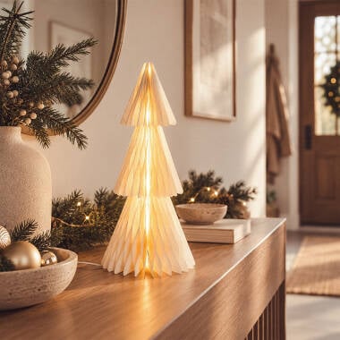 LED Weihnachtsbaum aus Papier mit Batterie Amethy