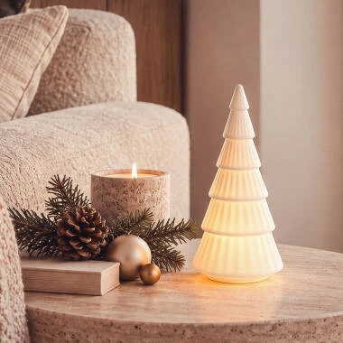 LED Weihnachtsbaum mit Batterie Keramik Schnee
