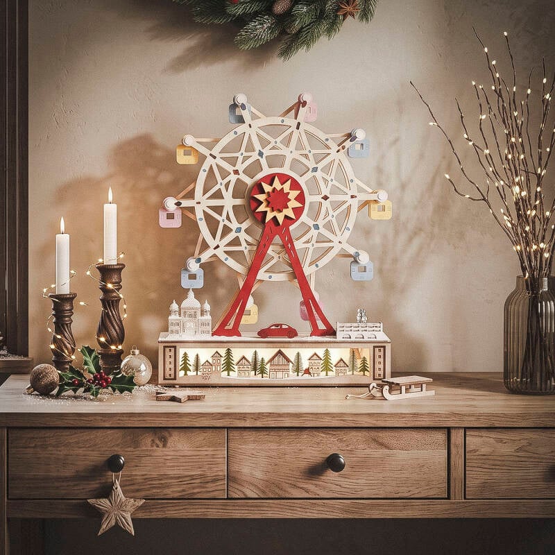 Bild von LED Dekoratives Weihnachtskarussell aus Holz Tivoli