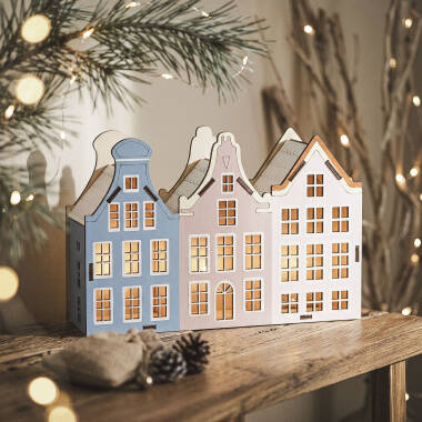 LED Weihnachtshäuschen aus Holz Lisse