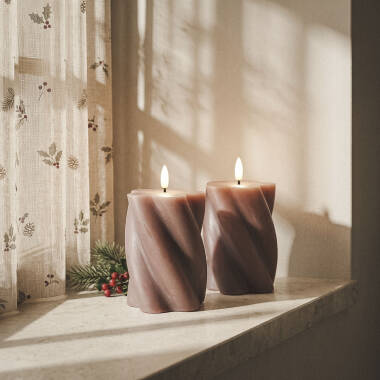 Afbeelding van LED waskaarsen set van 2 met golvend design Velia
