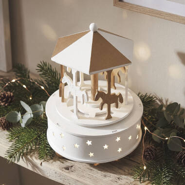 Afbeelding van Decoratieve Houten led-Kerstcarrousel Céleste