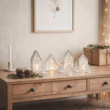 Bild von LED Weihnachtsdorf aus Holz Luvia