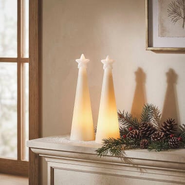 2er Set LED Weihnachtskerzen aus Wachs mit Stern Solara