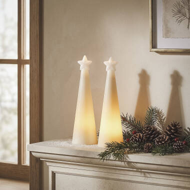 Lot de 2 Bougies de Noël LED en Cire avec Étoile Solara