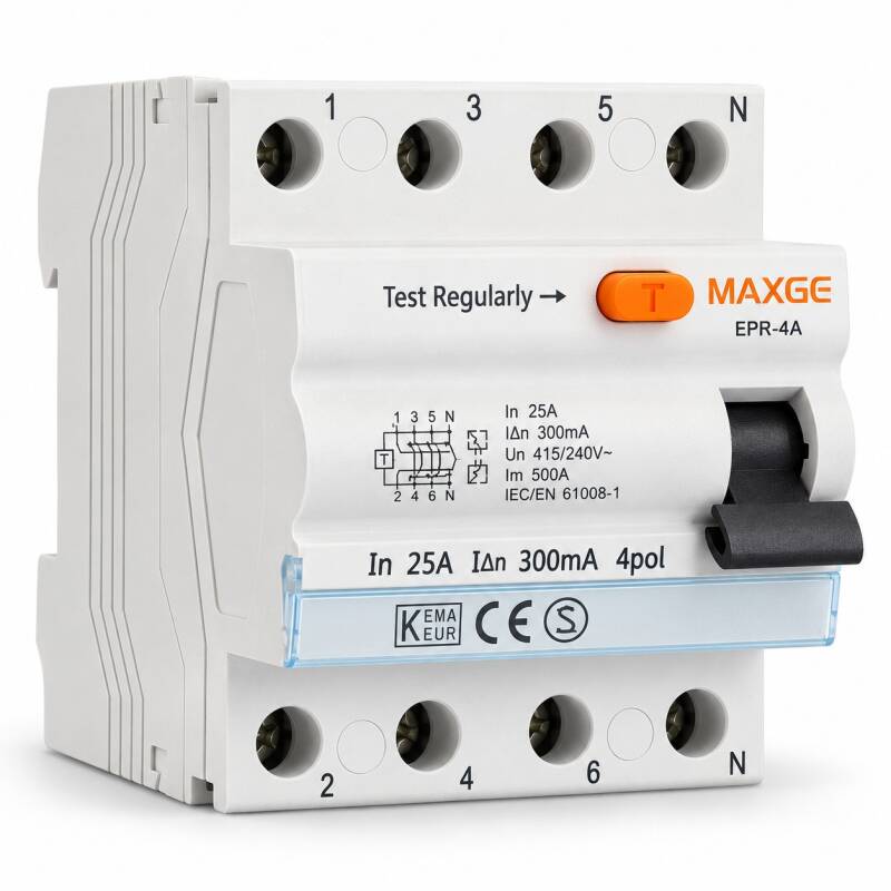 Immagine di Interruttore Differenziale Industriale Superimmunizzato 4P 300mA 25-63A 10kA Classe A MAXGE