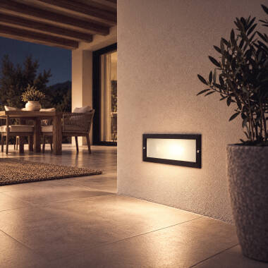 Image of Aluminium Outdoor Recessed Wall Light for E27 Bulb
