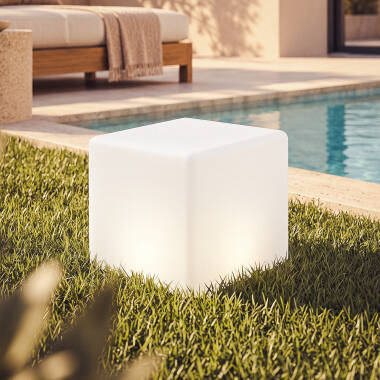 Cubo LED RGBW 30cm con Batteria Ricaricabile Solare + USB
