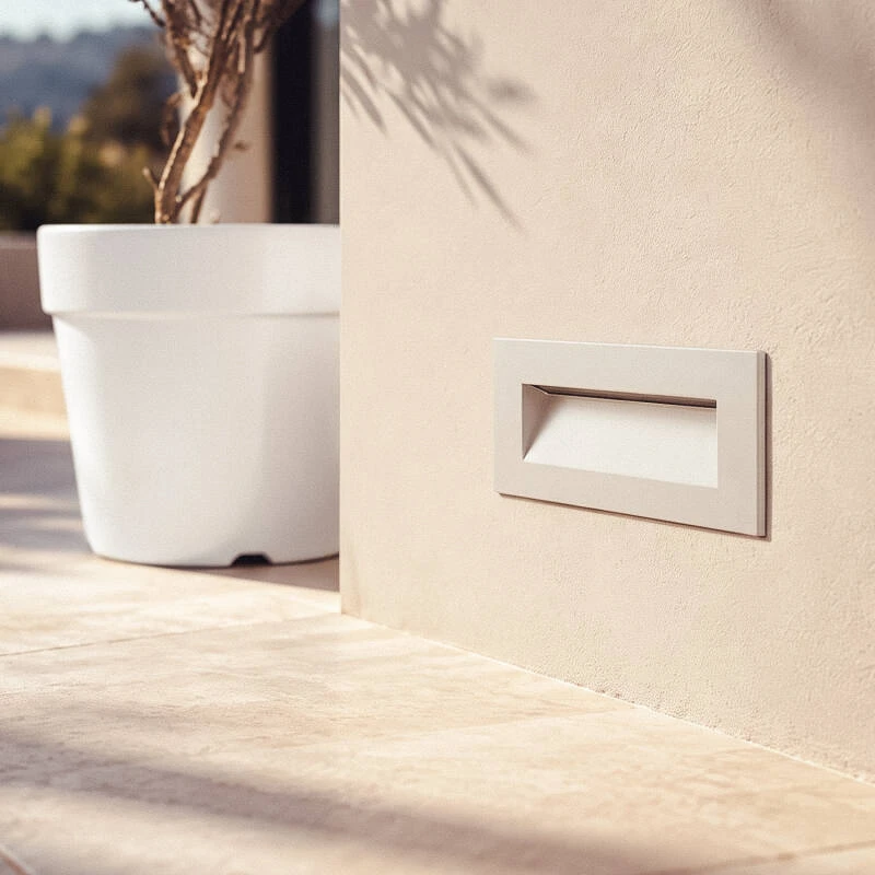 Segnapasso per Esterni LED 7W Incasso Parete Rettangolare Bianco Groult