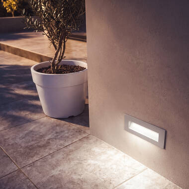 Image de Balise LED Extérieure 7W Encastrable au Mur Rectangulaire en Aluminium Groult Blanche