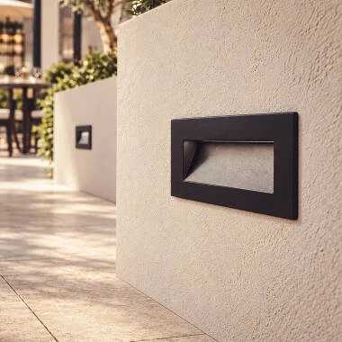 Balise Murale Extérieure LED 7W Encastrable Rectangulaire Aluminium Noir Groult