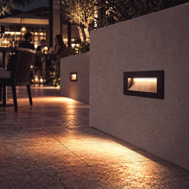 Image de Balise Murale Extérieure LED 7W Encastrable Rectangulaire Aluminium Noir Groult