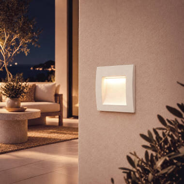 Image of Leif 4W Square Outdoor Aluminium Recessed LED Wall Light White